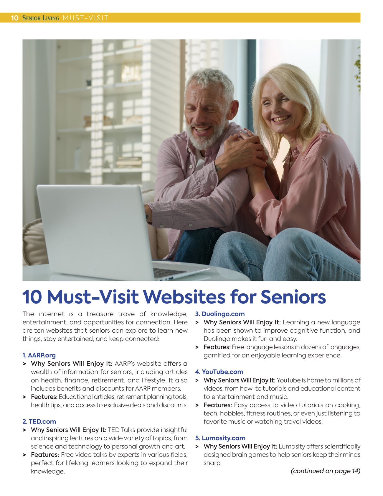 Page 10 of the Senior Living Guide: 10 Must-Visit Websites for Seniors