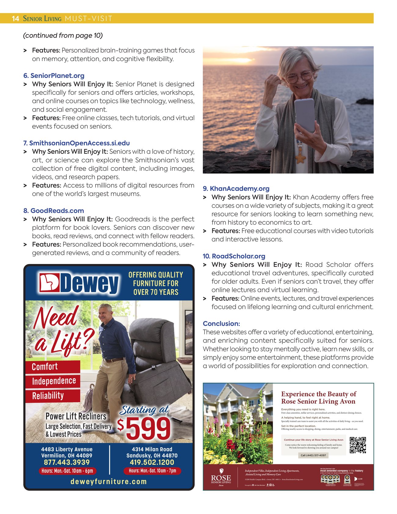 Page 14 of the Senior Living Guide: 10 Must-Visit Websites, continued