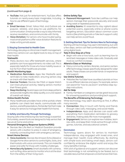 Page 6: Technology for Seniors, continued