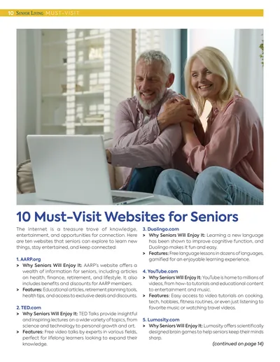 Page 10: 10 Must-Visit Websites for Seniors